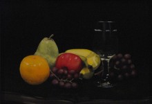 Fruit and Wine 01 - oil on board, 10.75" x 13.5"