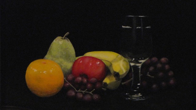 Fruit and Wine 01 - oil on board, 10.75" x 13.5"